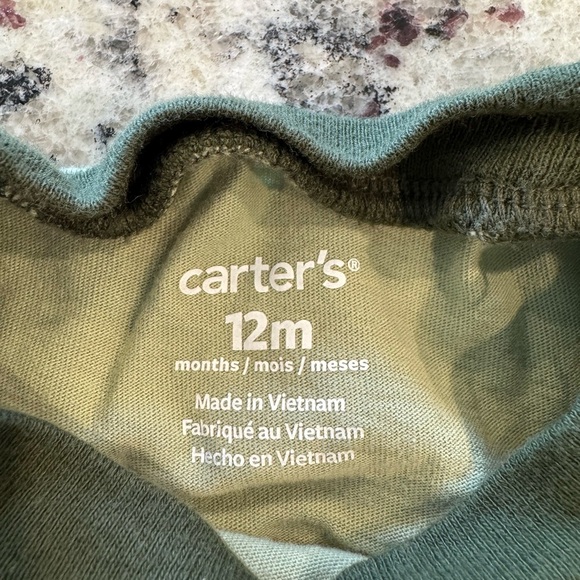 Carter's Baby Beige Dinosaur and Green Romper Bodysuit Set Size 12 Months - Picture 8 of 9